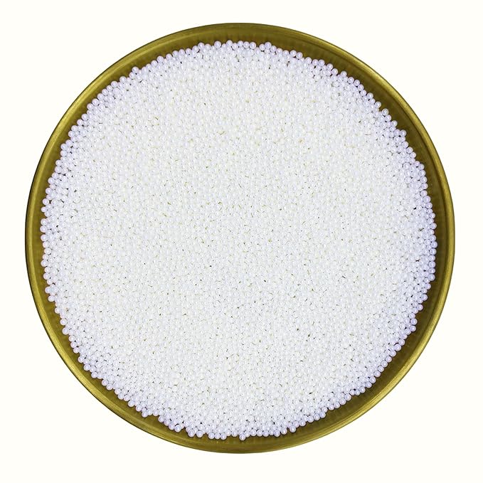 Dynastang 2mm White Pearls Sprinkles Edible Pearls Cake Decorating Stars Cake Decorations Cupcake Toppers Cookie Decorating Perfect for Cakes, Cupcakes, Desserts Toppings 3OZ