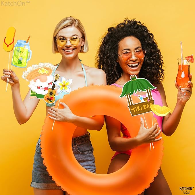 KatchOn, Hawaiian Luau Photo Booth Props - Pack of 22 | Luau Party Decorations | Hawaiian Photo Booth Props for Hawaiian Themed Party Decorations | Luau Photo Props for Hawaiian Party Decorations