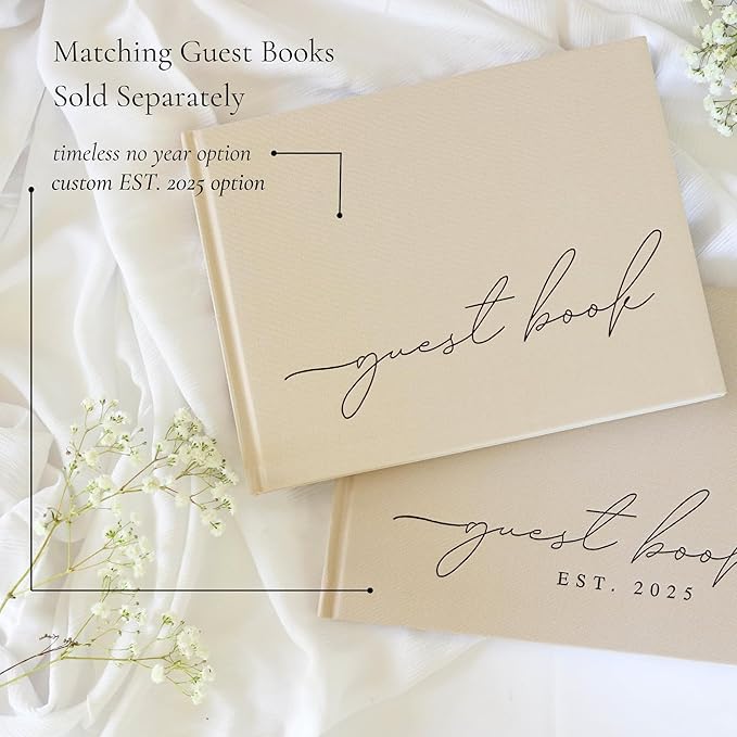Wedding Vow Books His and Hers - 2 Pack Personalized 2025 Year His & Hers Book - Linen Hardcover Bride and Groom Notebook for Ceremony Vows - Bookmark & Lined Pages - Renewal & Wedding Must Haves
