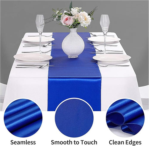 15-Pack Satin Table Runner Royal Blue 12 x 108 inches Long, Table Runners for Wedding, Birthday Parties, Banquets Decorations（15 Pack, 12x108 Inch, Royal Blue