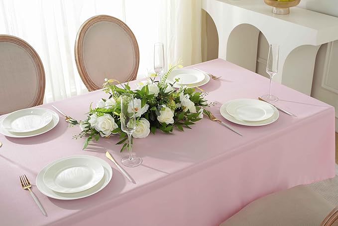 Craft And Party Rectangle Tablecloth, 70 x 120 Inch Pink Tablecloth, Polyester Fabric Washable Table Cloth for Home, Party, Wedding or Restaurant Use.