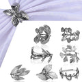 Cunhill 8 Pieces Herb Napkin Rings Set Vintage Leaf Napkin Holders Rings Glossy Holder Adornment Metal Table for Graduation Holidays Wedding Graduation Party Decor Everyday Use(Silver)