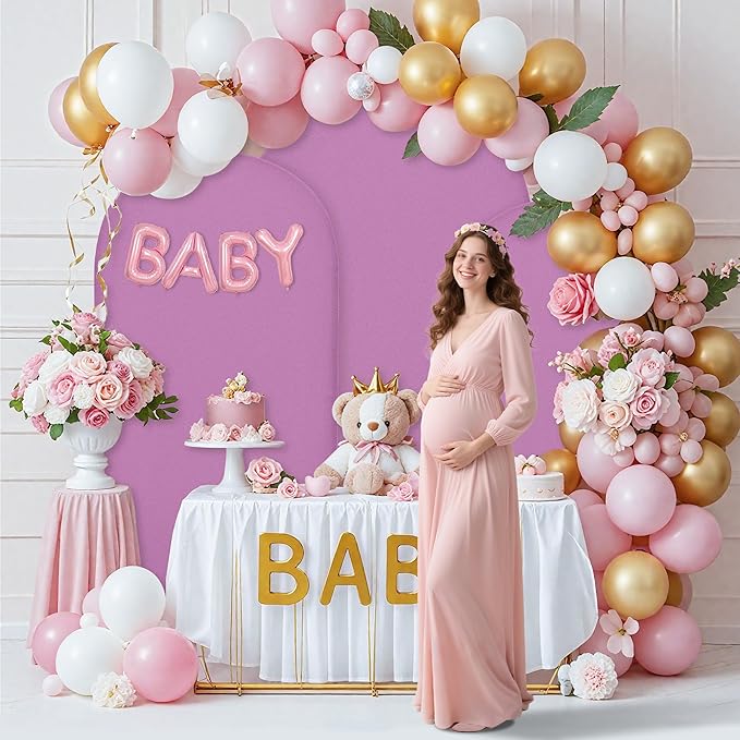 6.6FT Wedding Arch Covers Arch Backdrop Cover Arch Stand Covers Set Arch Cover Spandex Fabric Stretchy Backdrop for Wedding Birthday Party Decoration Baby Shower (Lilac)