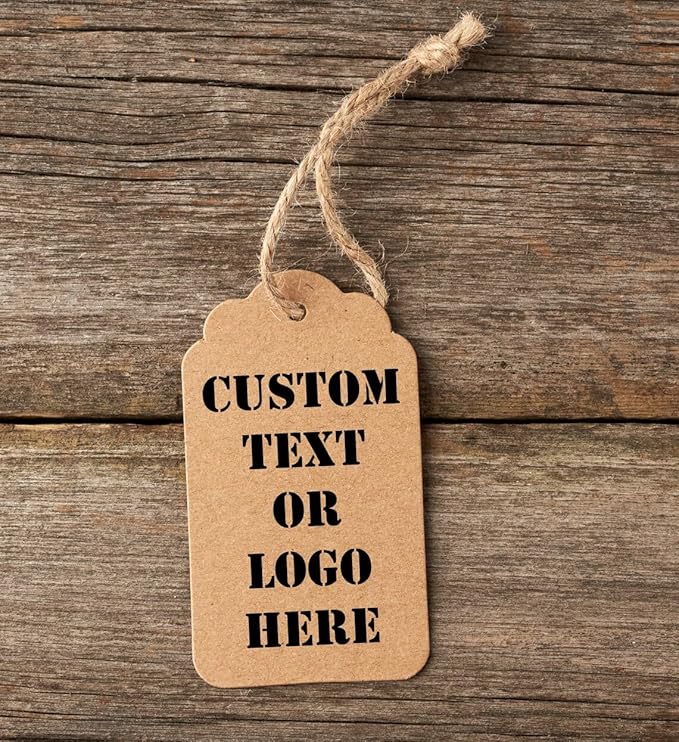 Custom Gift Tags, Personalized Hang Tags with Your Business Logo Small Card Party Decoration Paper Gift Tags for Birthday Wedding Christmas