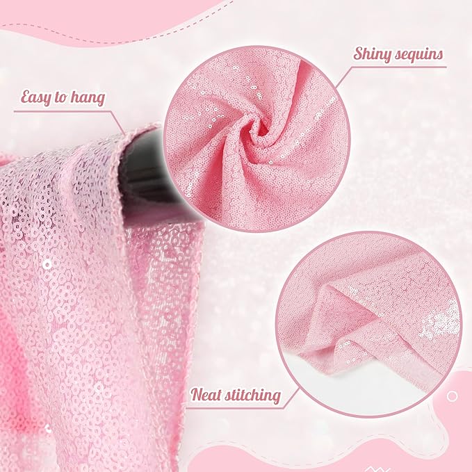 PartyDelight Pink Sequin Backdrop Wedding 20FTx10FT Not Through Background for Wedding PartyEvents Party