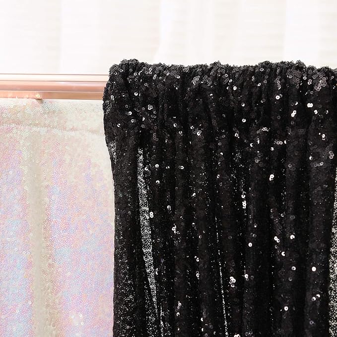 Poise3EHome 6FT x 6FT Black Sequin Photography Backdrop Curtain for Party Decoration