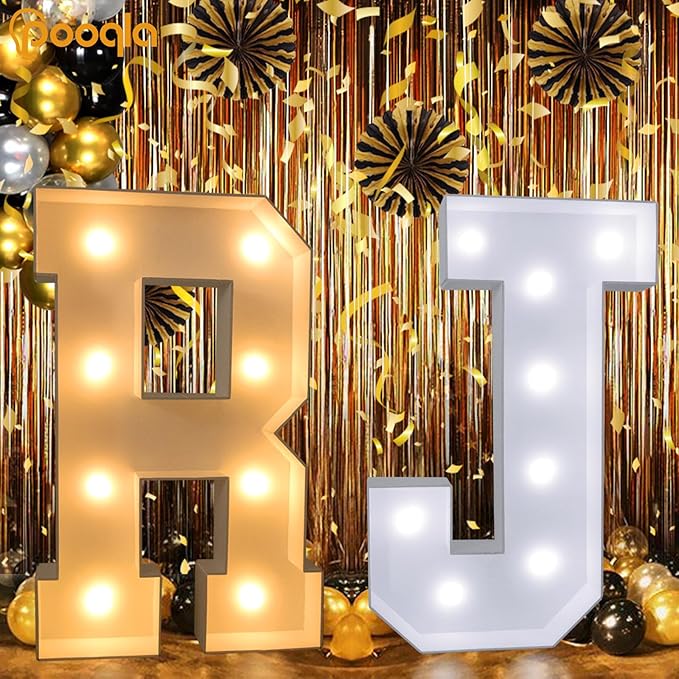 Pooqla 3FT Marquee Light Up Letters, LED Big Mosaic Marquee Letters 3 Feet, Giant LED Sign for Balloons Birthday Anniversary Wedding Party Decoration, Cool White and Warm White Letter B