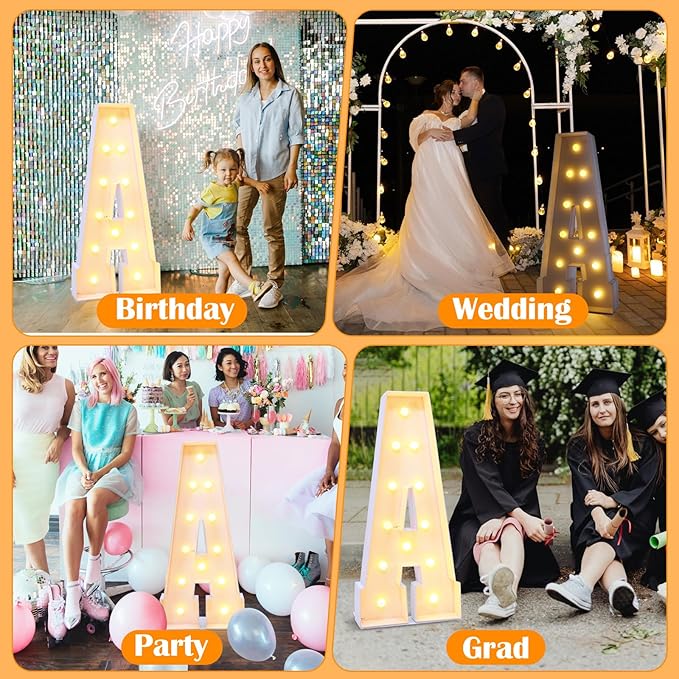 4ft Marquee for Letters A, Marry Me Light up Letters, Large Light up Letters, Multifunctional Large Marquee for Letters 4 Feet Tall for Party Decorations, Letter Balloons (Letters A)
