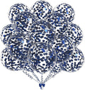 50pcs Navy Blue Foil Confetti Balloons,12 inch Latex Balloon with Navy Blue Confetti Inside for Birthday Family Party Wedding Party Baby Shower Decoration Supplies