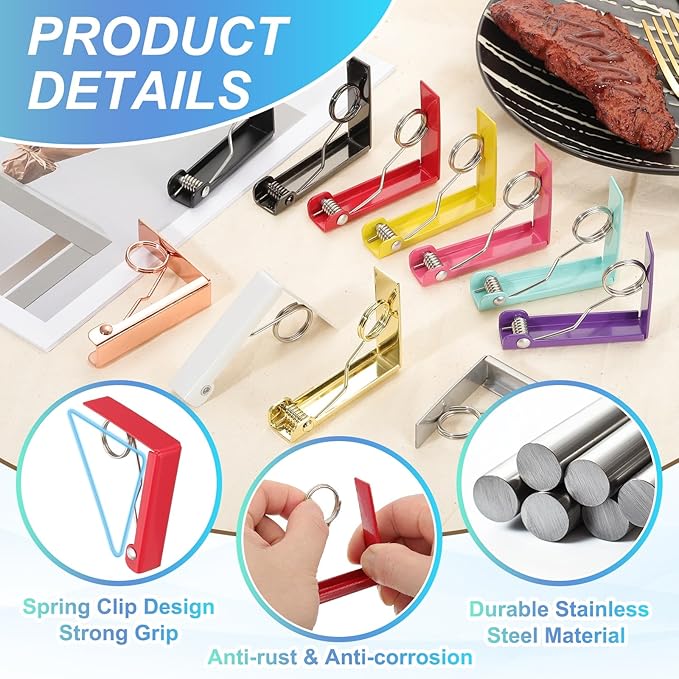 uxcell 4 Pack Tablecloth Clips, Stainless Steel Table Cloth Cover Clamps, 2.87" x 2.36" Windproof Holder Clips for Home Party Picnic Wedding Camping Dining Tables, Red