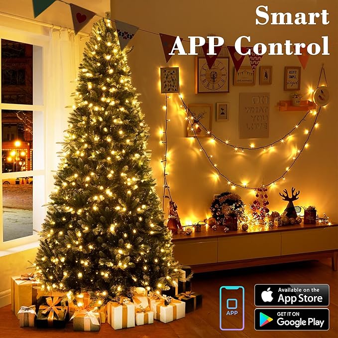 BrizLabs Smart Christmas Lights, 164ft 500 LED Color Changing Xmas Fairy Lights with APP/Voice Control, Warm White & Multicolor, Music Sync, Dimmable for Indoor/Outdoor Home