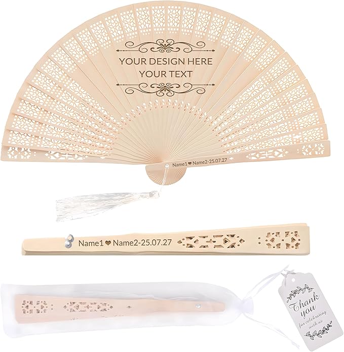 10 PCS Custom Fans Personalized Folding Fans for Line Dancing Wooden Hand Fan Wedding Favors Gift for Guests Personalized Fans for Events