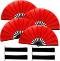 13inch Large Rave Fan Popping Clacking Fans for Line Dancing,Hand Fans for Women Foldable,Boots on The Ground Fan,Portable for Outdoor,Wedding,Party,Decoration (4pcs red)