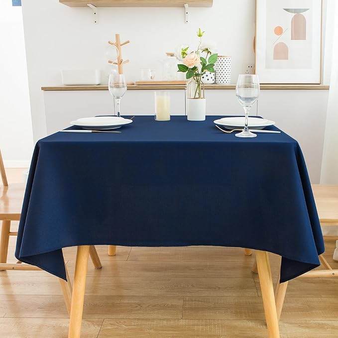 2 Pack Square Table Cloth 48X48 Inch Navy Washable Fabric Tablecloth Polyester Solid Dining Table Cover for Birthday Party Dinner Holiday Outdoor Indoor