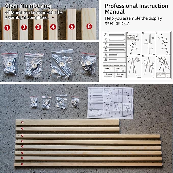 Wooden Easels for Display, Wood Easels for Wedding Signs, Stand Tripod with Adjustable Tray A-Frame Light Duty for Poster, Welcome Sign, Art Show & Baby Shower (3 Pack, 63")