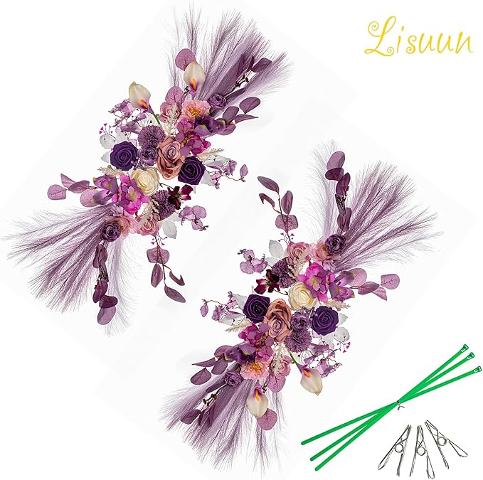 Wedding Arch Flowers, Artificial Flowers for Decoration, Large Flower Swag for Boho Styles Wedding Ceremony Floral Decor - Pack of 2