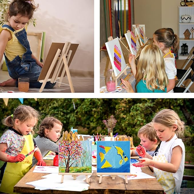 Kinlink 11.8 Inch Tall Wood Easels for Display Set of 12, Display Easel Tabletop, Painting Easel Stand for Artist Students
