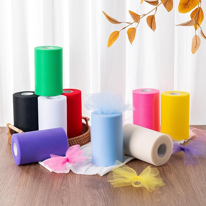 Lavender Tulle Fabric Rolls 6 Inch by 100 Yards (300 feet) Tulle Roll Spool Fabric for DIY Tutu Skirt Baby Shower Birthday Party Wedding Decorations Christmas Craft Supplies (Lavender)