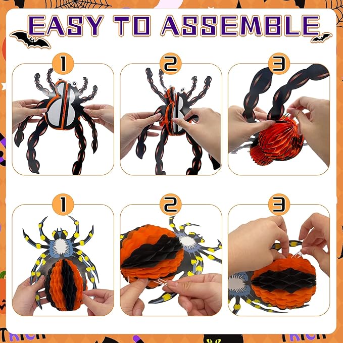 Halloween Office Decorations Indoor Kit - Pumpkin Lanterns, Bats Skull Head Banner, Spider Pumpkin Hanging Happy Halloween Banner For Office Classroom Home 14PCS