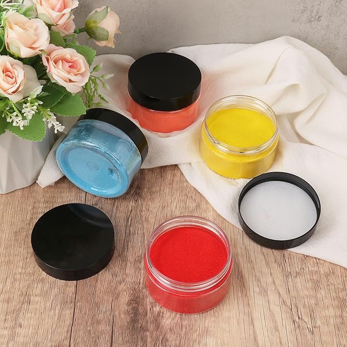 96 Packs 3.5 OZ Transparent Plastic Jars with black Lids, Body Butter Containers, Cosmetic Containers jars for Kitchen Ingredients, beads, sequins, Lotion, Cream, DIY Crafts and More by KUKLIPJIM.