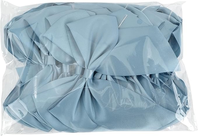 4.5" Satin Ribbon Dusty Blue Bows for Gift Wrapping, Twist Tie Bows, Cute Bows for Crafts, Party Favors, Premade Bows Pre-Tied Decorative Bows for Flower Bouquets Candy Apple Bows-24 Counts