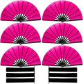 13inch Large Rave Fan Popping Clacking Fans for Line Dancing,Hand Fans for Women Foldable,Boots on The Ground Fan,Portable for Outdoor,Wedding,Party,Decoration (6pcs Pink)