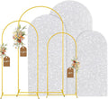 MODFUNS Arch Backdrop Stand and Cover Set 6&6.6&7.2ft Silver Sequins Arch Covers Set of 3 Gold Arched Backdrop Stands Chiara Arches Cover for Party Baby Shower Banquet Wedding Decoration