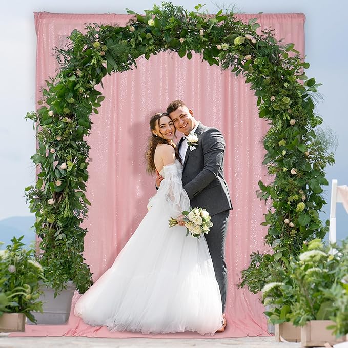 PartyDelight Pink Sequin Backdrop 8FTx8FT Wedding Curtain Special Events Party
