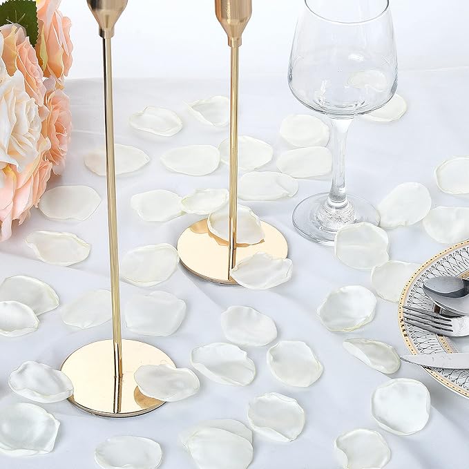 Artificial Ivory White Rose Petals 300pcs Reusable Silk Rose Petals Separated Flower Petals for Wedding Flower Girl Basket Anniversary Party Dinner Table Decoration