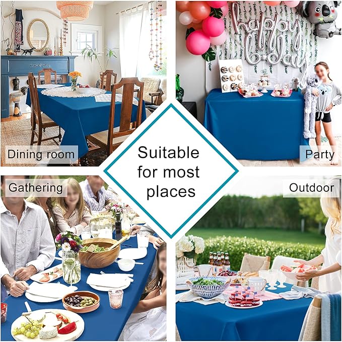 Hiasan 2 Pieces Royal Blue Tablecloth Rectangle - Waterproof and Washable Fabric Table Cloth for Card Tables, 60 x 84 Inch