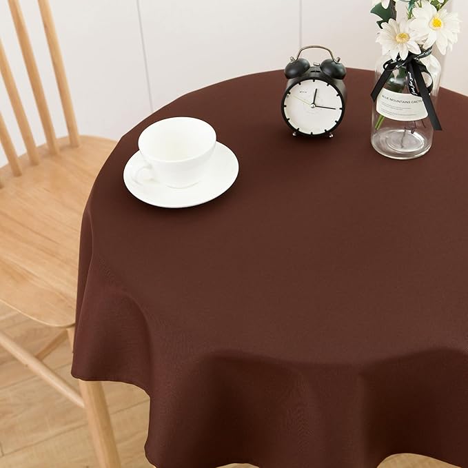 2 Pack Small Square Table Cloth 36X36 Inch Chocolate Washable Fabric Tablecloth Polyester Solid Table Cover for Night Stand End Table Side Table Outdoor Indoor