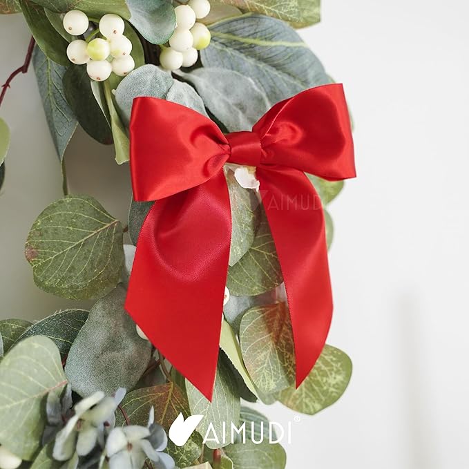 AIMUDI Red Satin Bows 5.5" Bows for Gift Wrapping, Invitations, Baskets, Wreaths, Crafts, Wedding, Birthday Party, Mother's Day Decorations, 24 PCs