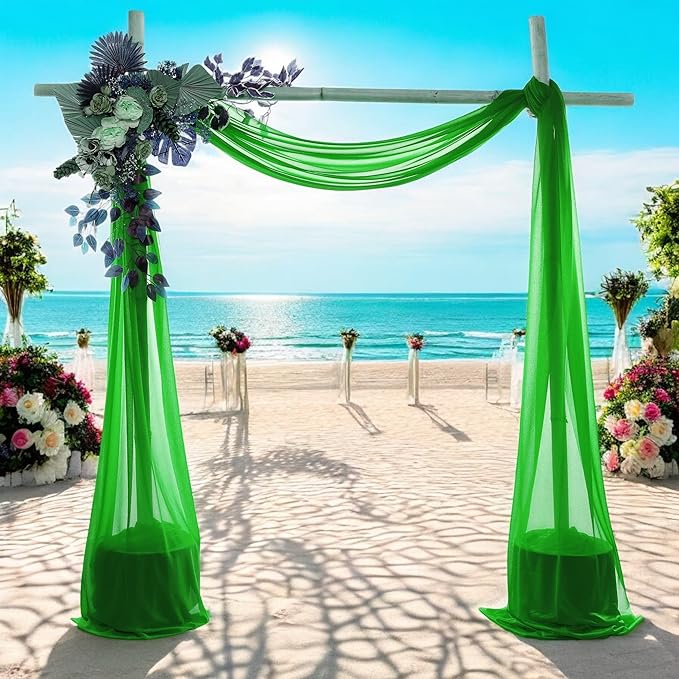 MDS Halloween Chiffon Draping Fabric - 1 Panel, 30" Wide x 75ft Long - Sheer Spooky Arbor & Canopy Drapery for Haunted House Backdrops, Party Ceilings, DIY Costumes & Themed Events - Green