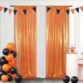 Eternal Beauty 2 PCS Sequin Backdrop Curtain, Halloween Sequin Wedding Backdrop for Christmas Party, Birthday (Orange 2FTx8FT)