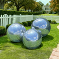3PCS Silver Inflatable Mirror Ball, Big Shinny Balls Reusable Large PVC Disco Ball Balloon for Large Event Decoration, Party, Concerts, Stage, Wedding Decor, Without Air Pump