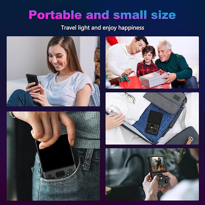 R36MAX Retro Handheld Game Console, 4.0 Inch 720x720 IPS Screen, Built-in 22,000+ Classic Game, Portable Hand Held Open Source Linux System, 4000mAh Battery Retro Gaming Console (Black 128GB)