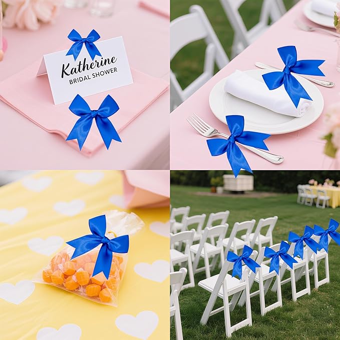 50 Pieces Gift Wrap Bows Premium Satin Ribbon Bows 3.3 Inch Craft Bows for Gift Wrapping DIY Treat Bags Holiday Gifts Bag Party Decorations, Wedding Decor Christmas Birthday Presents (Royal Blue)