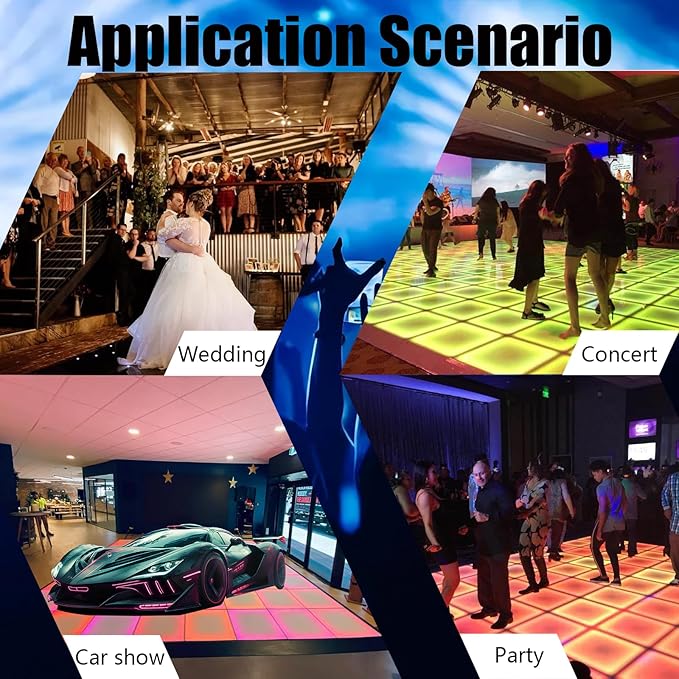 Dance Floor Stage Lights Tempered Glass Infinity Mirror Panel 3D Effect Led Dance Floor for Wedding Party Customizable (RGB-Magnetic, Customize)