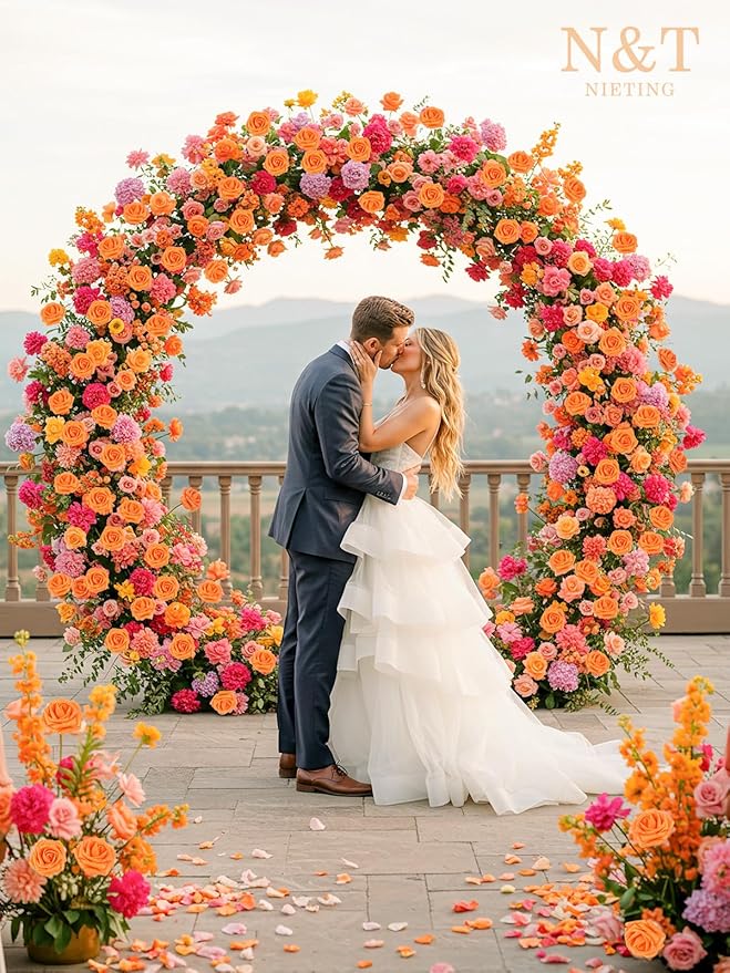 N&T NIETING Artificial Flowers Glowing Burnt Orange Flowers Foam 25pcs Glitter Roses Real Looking Fake Roses with Stem for DIY Wedding Bouquets Centerpieces Bridal Shower Party Home Decorations