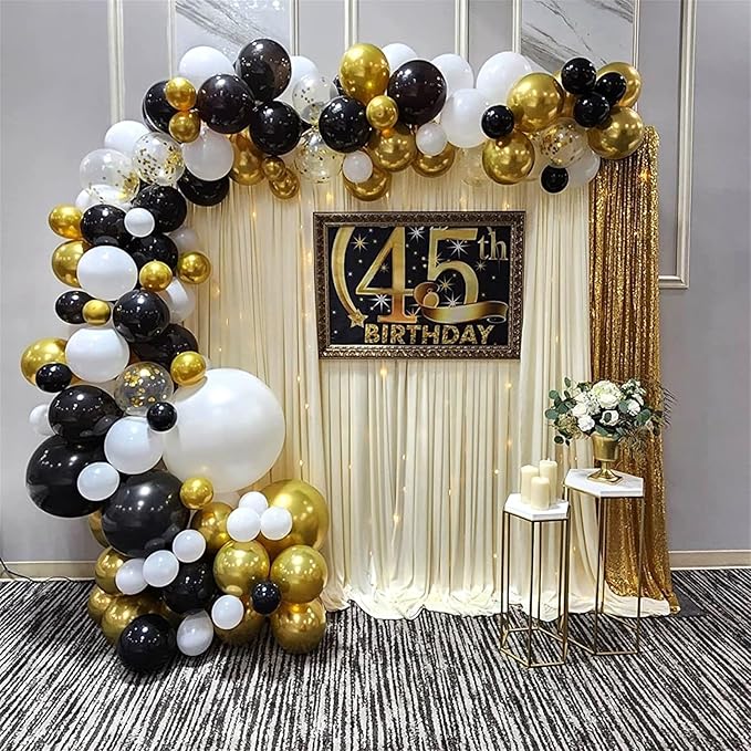 Black and Gold Confetti Balloons, 12 Inch Black Metallic Gold Confetti Latex Balloons, Black Golden Confetti Helium Balloons for Wedding Birthday Anniversary New Year Party Celebration Decorations