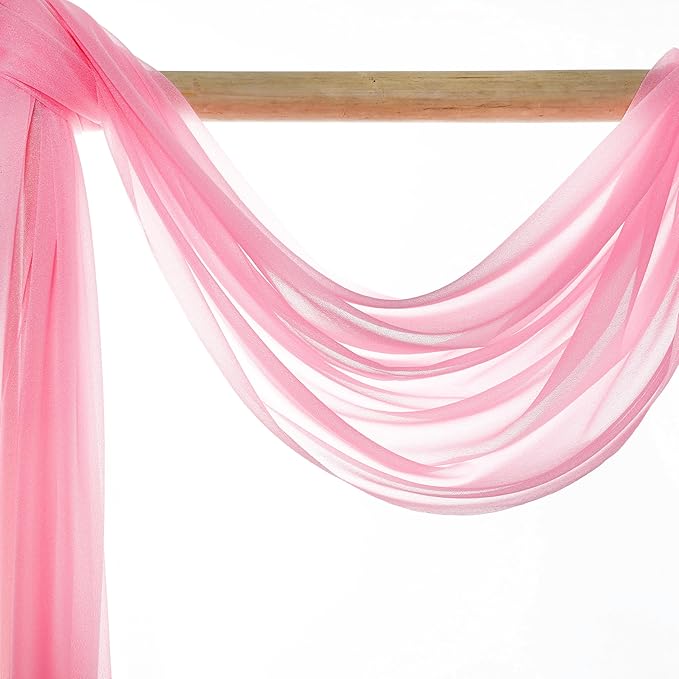 VDS Pack of 2 Panel (30 Inch X 50 Feet) Wedding Arch Draping Fabric Sheer Chiffon Fabric Drapery for Wedding Ceremony Reception Swag Backdrop Canopy Chuppah ARBO Altars Decoration (Coral)