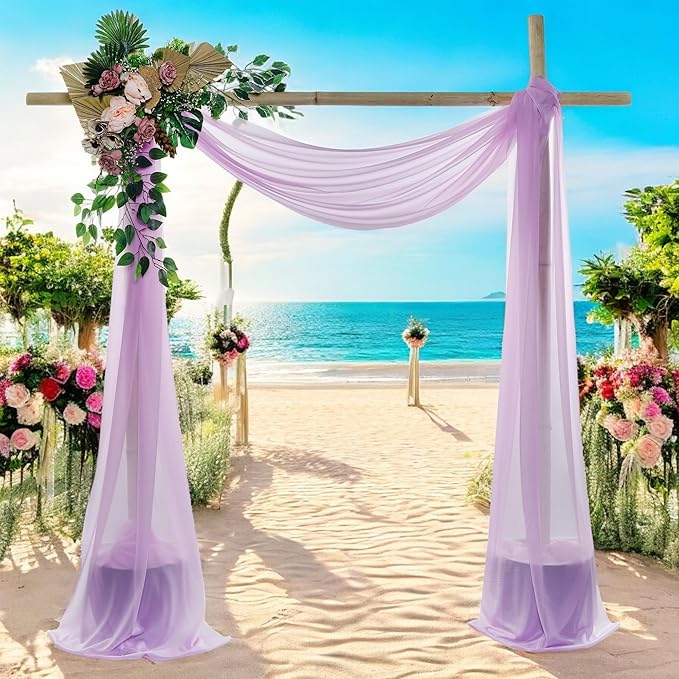 MDS Halloween Chiffon Draping Fabric - 2 Panel, 30" Wide x 40ft Long - Sheer Spooky Arbor & Canopy Drapery for Haunted House Backdrops, Party Ceilings, DIY Costumes & Themed Events - Orchid