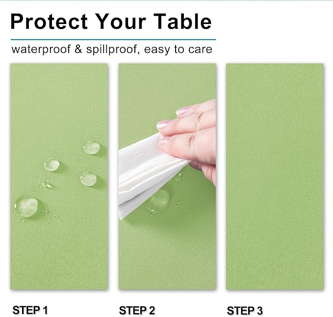 Hiasan Light Sage Tablecloth for Rectangle Tables - Waterproof and Spillproof Washable Fabric Table Cloth for Dining Room Kitchen Party, 60 x 120 Inch