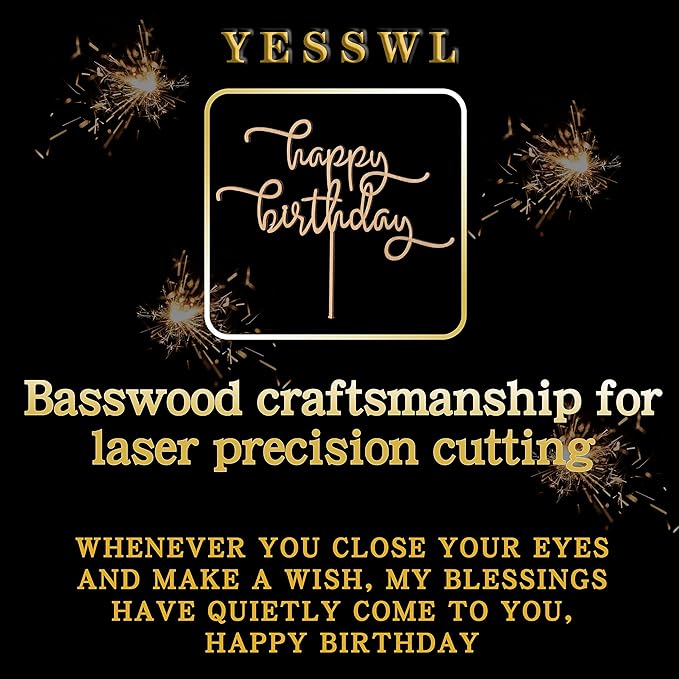 Happy Birthday Cake Topper - High-end Basswood Craft Durable Multifunctional Cake Topper, Wooden Textured Cake Decoration for Birthday Party Decoration,the Best Souvenirs for Family and Friends.