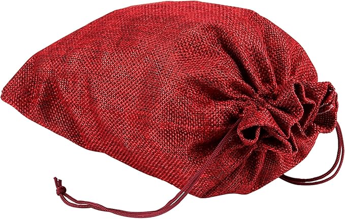 ZOENHOU 30 Packs 8 x 12 Inch Wine Red Burlap Bags Bulk with Drawstring, Drawstring Gift Bags, Dustproof Burlap Sacks for Favors Party DIY Craft