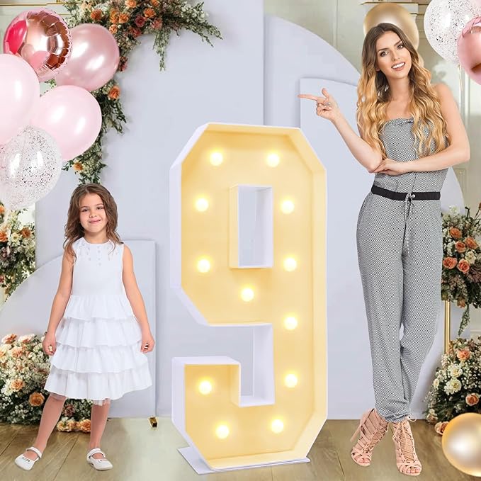 4ft Marquee for Numbers, Multifunctional Marquee for Numbers 4 Feet Tall, Mosaic Numbers for Balloons, Light up Numbers for Party Decorations, Birthday, Anniversary Party Decor (Number 9)