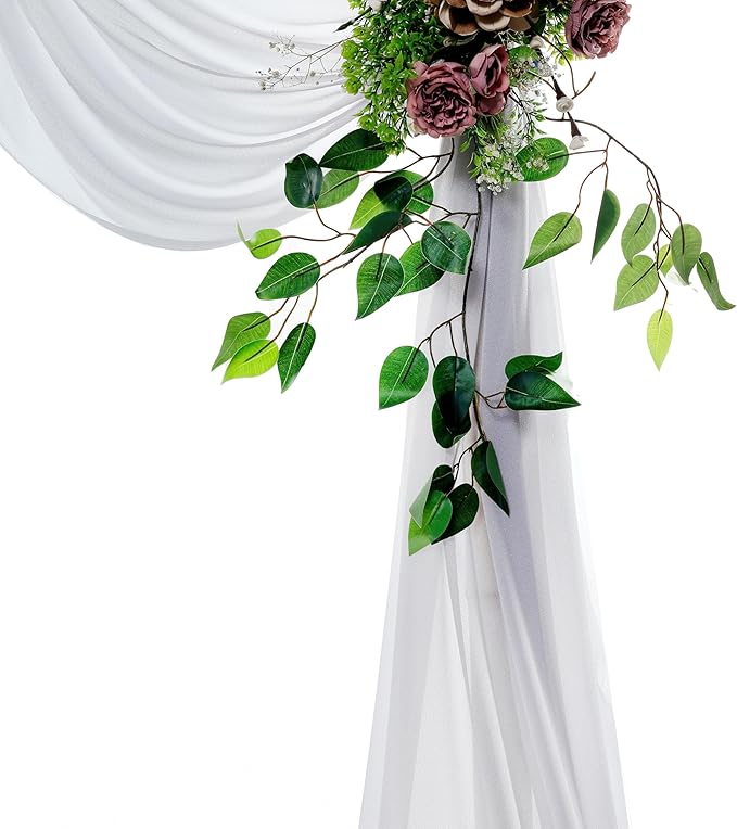 VDS Pack of 1 Panel (30 Inch X 50 Feet) Wedding Arch Draping Fabric Sheer Chiffon Fabric Drapery for Wedding Ceremony Reception Swag Backdrop Canopy Chuppah ARBO Altars Decoration (Cool Grey)