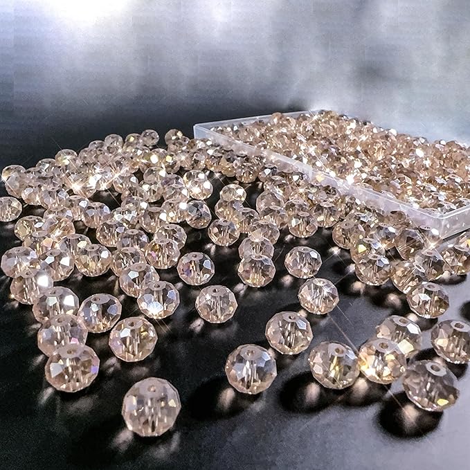 220Pcs 10mm Crystal Glass Beads for Jewelry Making Beads for Bracelets Necklace Pendants Making Supplies(Silver Champagner)