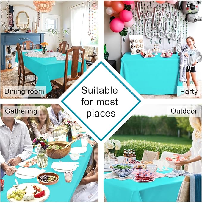 Hiasan Solid Rectangle Tablecloth Aqua - Waterproof Washable Oblong Fabric Table Cloth for Dining Room Kitchen and Outdoor Use, 70 x 120 Inch