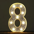 Glitter Light Up Signs, Marquee Light Letters for Table Decorations, Featuring Alphabet & Number Lighted Letters, Number 8 for Prom, Events, or Engagement Party Decor